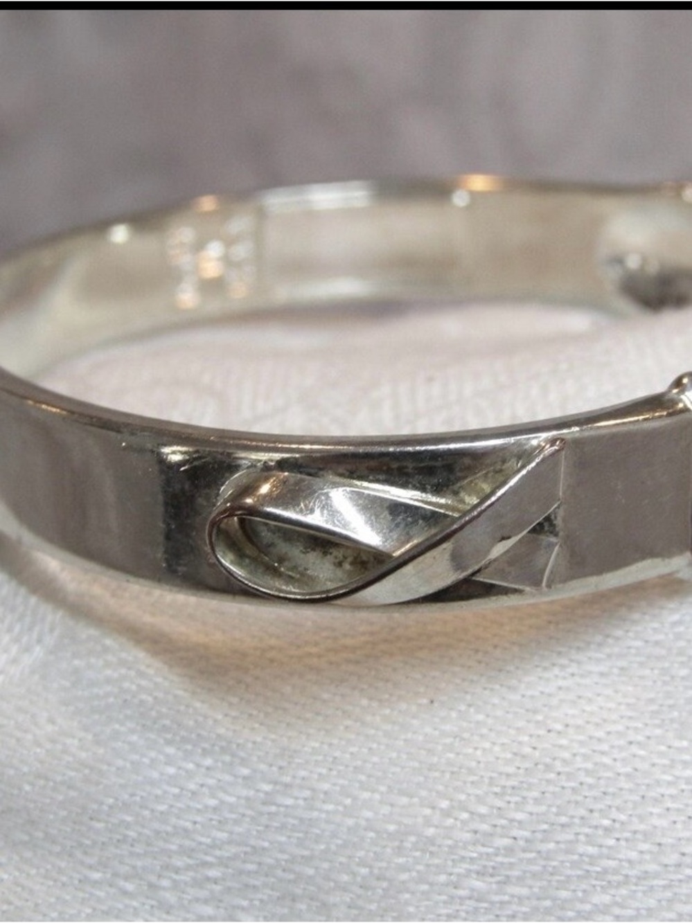 Sterling Silver Ribbon Accent Cuff Bracelet